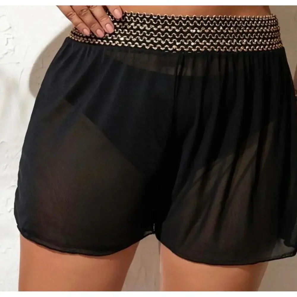 Women's Swimsuit Black and Gold One Piece with Matching Shorts - Size 3XL NWOT - Picture 7 of 10